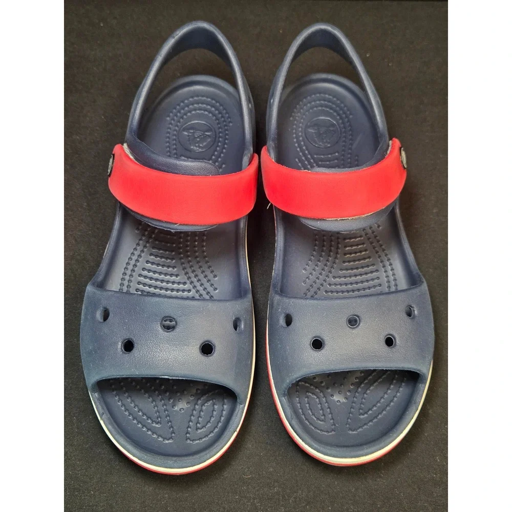 Crocs‎ Bayaband Sandal Kids Navy Red White Sporty Water Shoes J3 205400-4CC